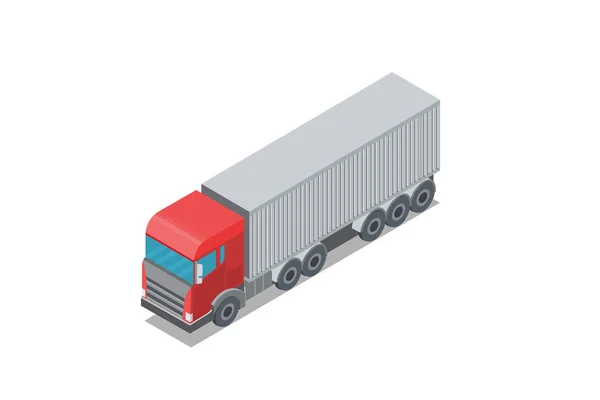 在等距视图中的卡车 集装箱运输 运送货物 矢量插图 — 图库矢量图片