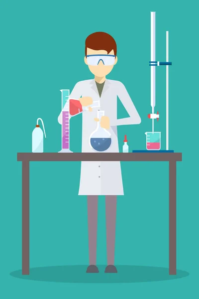 Projeto Vetorial Cientista Seu Laboratório Química —  Vetores de Stock