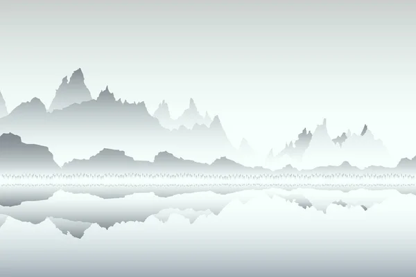 Landschaft Hintergrund Der Berge Mit Wald Und Fluss — Stockvektor