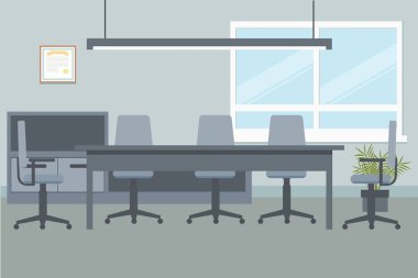 Executive toplantı için office ortamının yazıhane çevre tasarım vektör tasarımı. İş toplantı vektör çizim.