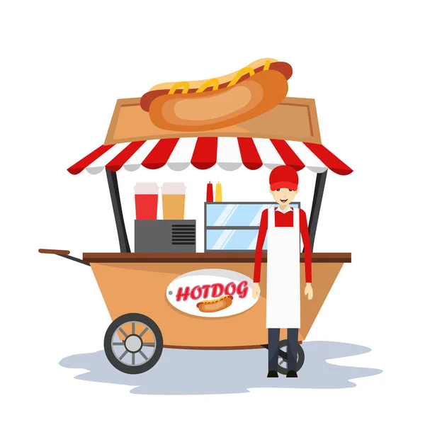 Hot Dog Verkoper Soda Auto — Stockvector