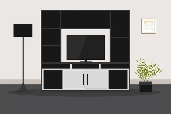 Дизайн Сучасних Меблів Вітальні Телевізор — стоковий вектор