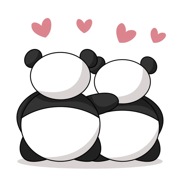 Widmungskarte Zum Valentinstag Des Verliebten Paares Mit Pandabären — Stockvektor