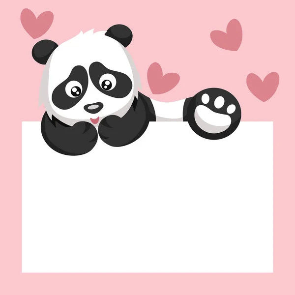 Pandabär Karte Klettern Widmungsplakat Von Valentine — Stockvektor