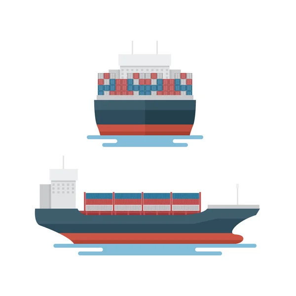 Transport Logistik Containertransport Boot Für Den Schiffsexport — Stockvektor