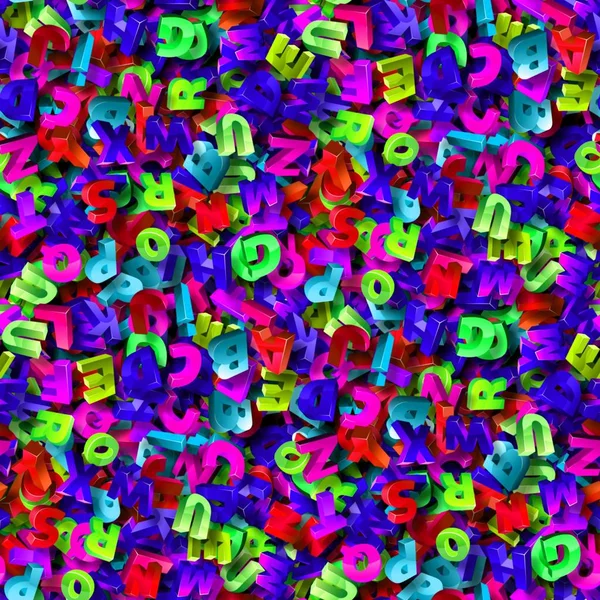 3d illüstrasyon Neon çok renkli alfabetik arkaplan, let