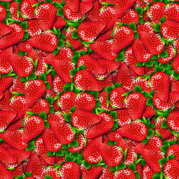 Aardbeienachtergrond van geïllustreerde aardbeien in willekeurige volgorde — Stockfoto