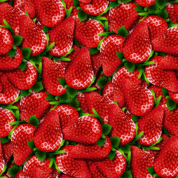 Strawberry background of illustrated strawberries in random orde — Stock Photo, Image