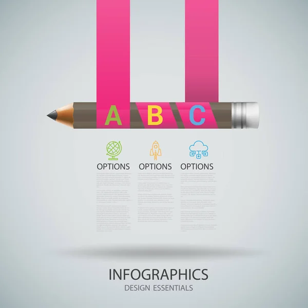 Infografik-Vorlage mit Bleistiftband-Banner. — Stockvektor