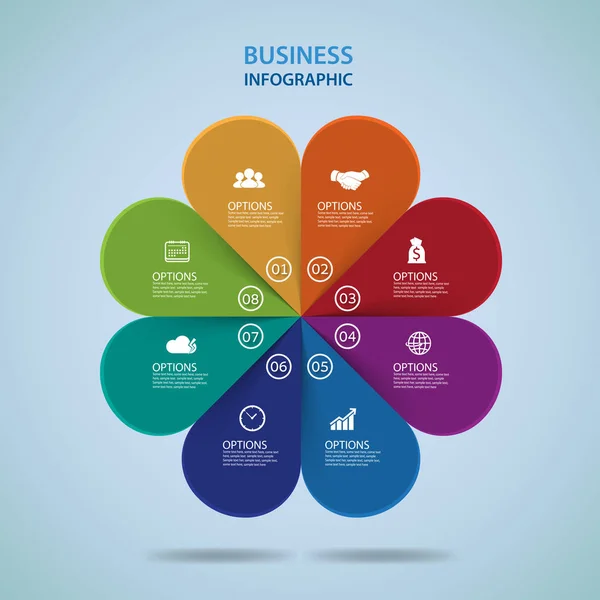 Moderno processo di infografica con collegato, icone e testo per — Vettoriale Stock