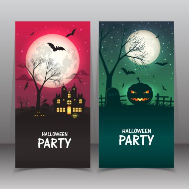 Mutlu Cadılar Bayramı afiş. arka plan vektör çizim seti, o ayarla