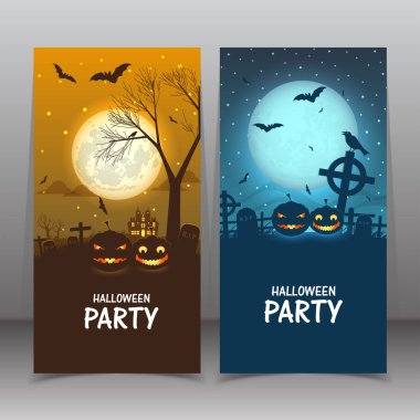 Mutlu Cadılar Bayramı afiş. arka plan vektör çizim seti, o ayarla