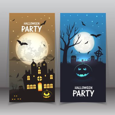 Mutlu Cadılar Bayramı afiş. arka plan vektör çizim seti, o ayarla