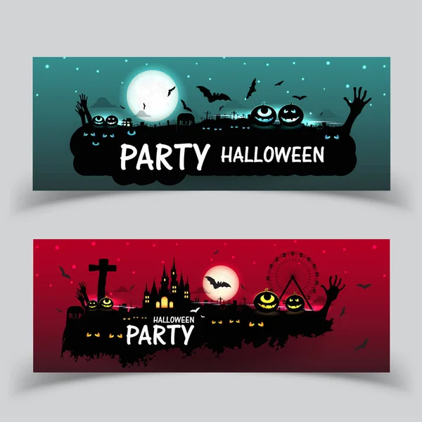 Feliz banner de Halloween. set vector de fondo ilustración, conjunto o — Archivo Imágenes Vectoriales