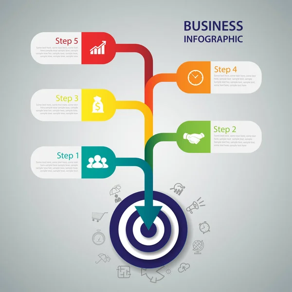 Business target marketing dardo idea. Infografica vettore illustr — Vettoriale Stock