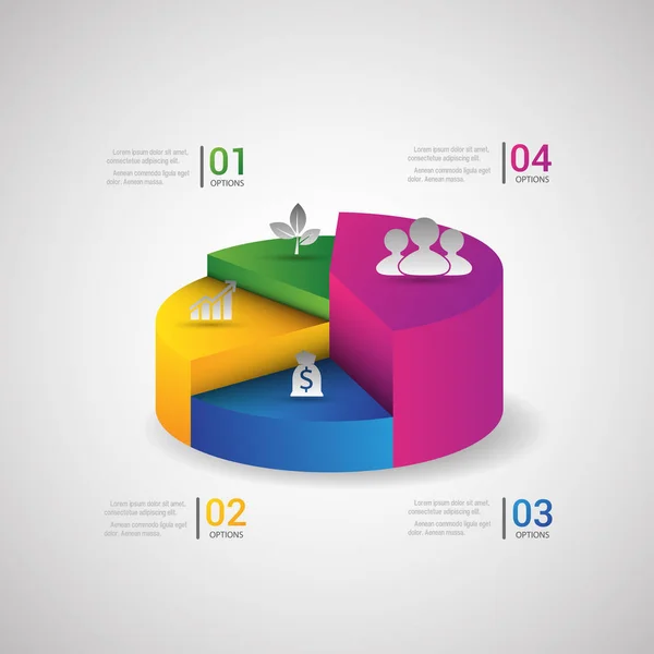 Kleurrijke 3d infographics zakelijke en financiële gegevens presentatio — Stockvector