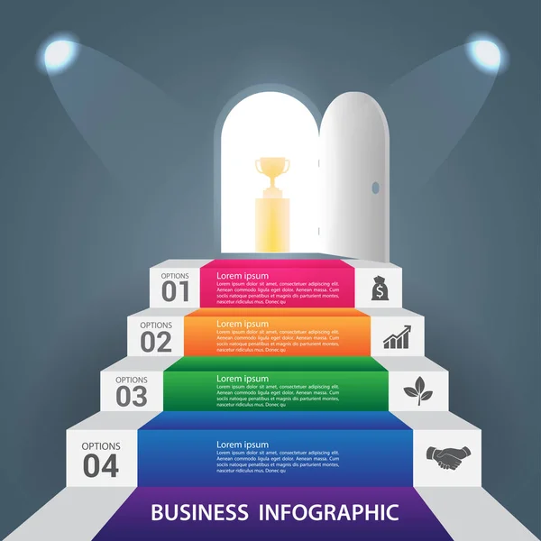 Abstract Infographics business stair step successo vector design — Vettoriale Stock