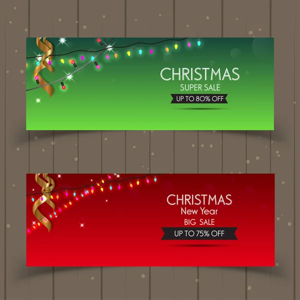 Venda de Natal de banner. Conjunto de elementos de projeto vetorial . — Vetor de Stock