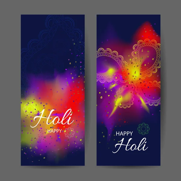 Happy Holi festival verticale spandoeken. Vectorillustratie. — Stockvector