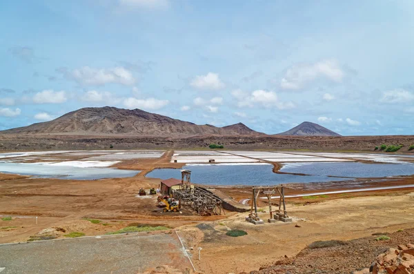 Panoramablick auf salinas de pedra de lume auf der insel sal, kapverden Stockbild