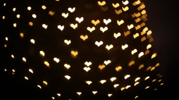 Luces de la ciudad en forma de corazones — Vídeo de stock