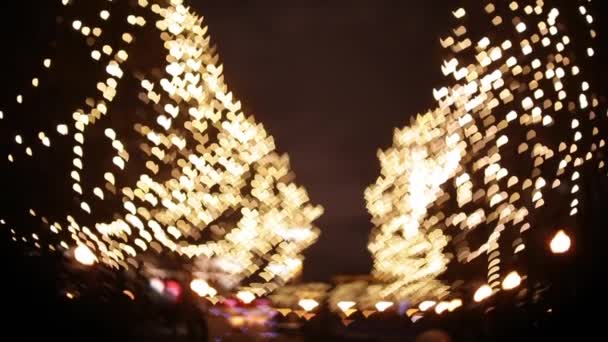 Luces de la ciudad en forma de corazones — Vídeo de stock