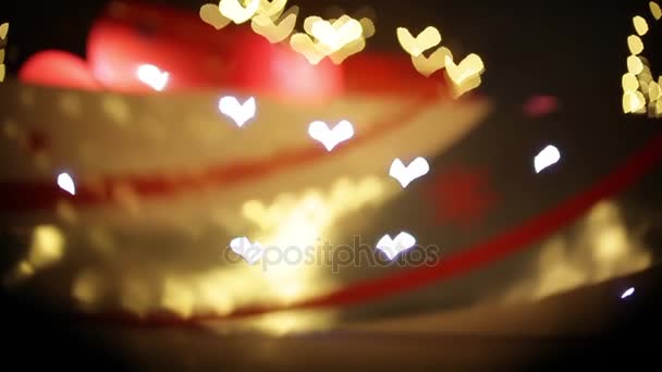 Luces de la ciudad en forma de corazones — Vídeo de stock