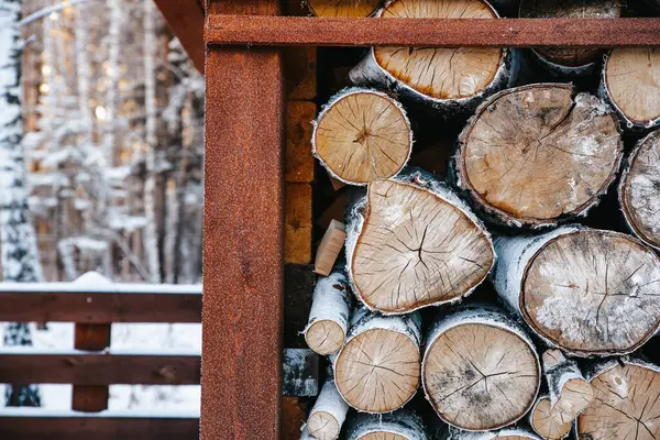 Banliyö evinde odun yığını