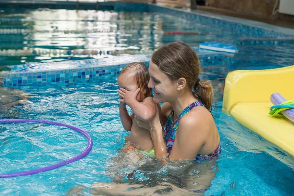 Mother Her Lovely Child Swimming Pool — Stock Photo, Image