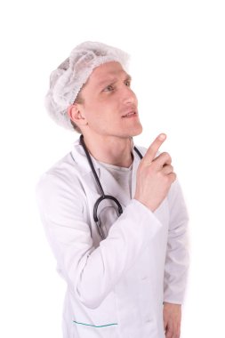 Beyaz arka plandaki doktor