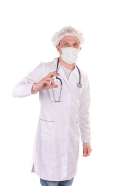 Beyaz arka plandaki doktor