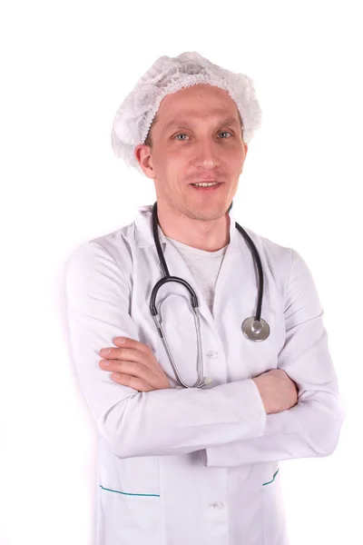 Doktor na bílém pozadí — Stock fotografie