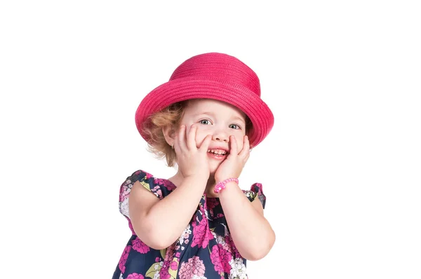 Красива маленька дівчинка ізольована на білому тлі — стокове фото