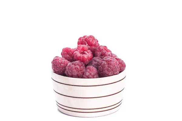 Fresh Berries Wood Bowl Isolated — Stock Photo, Image