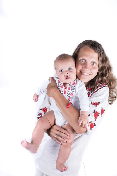 Mother Playing Baby Girl Happy Family Having Fun Indoor Mom — Stock Photo, Image