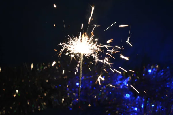 Bengaals Licht Kerstmis Nieuwjaar Vakantie Donkerblauwe Achtergrond — Stockfoto