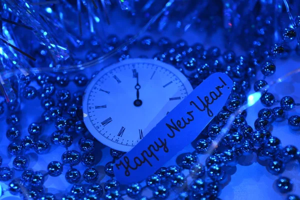 Рождество Новогодние Украшения Синем Фоне — стоковое фото