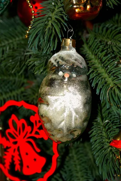 Новорічний Декор Старі Іграшки Дереві Зимові Канікули — стокове фото