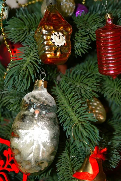 Decoración Navidad Año Nuevo Juguetes Viejos Árbol Vacaciones Invierno —  Fotos de Stock