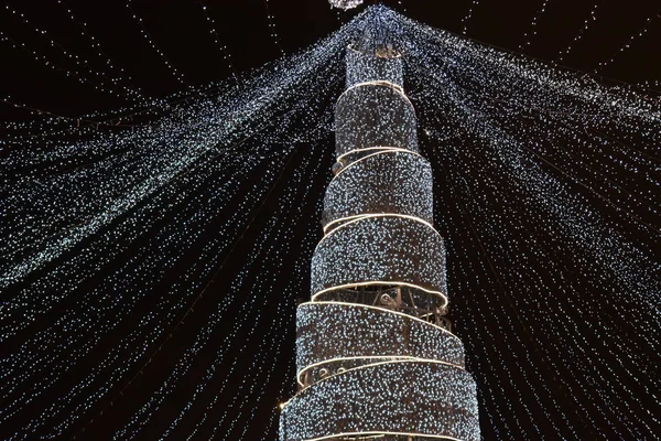 Árvore Decorações Natal Ano Novo Umas Férias Inverno Rua Noturnas — Fotografia de Stock