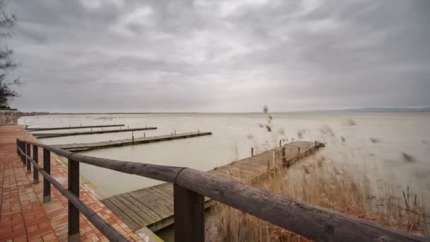 美丽泻湖码头静态相机时间的推移瓦伦西亚. — 图库视频影像