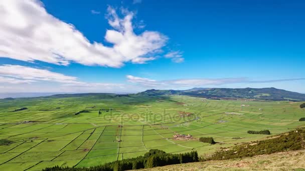 Jordbruket i Terceira panoramautsikt över tid förflutit, Azorerna i 4k — Stockvideo