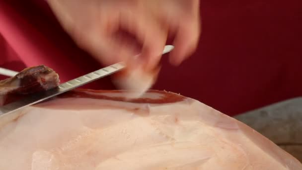 Corte de jamón de jabugo — Vídeo de stock