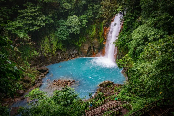 Celestial blue waterfall in volcan tenorio national park costa rica — Stock Photo, Image