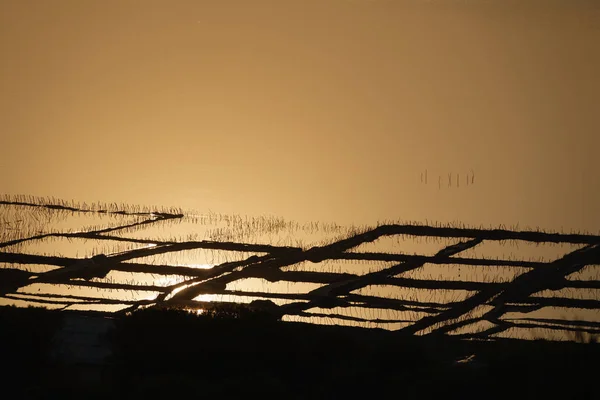 Gün batımında saltmine uzun atış — Stok fotoğraf