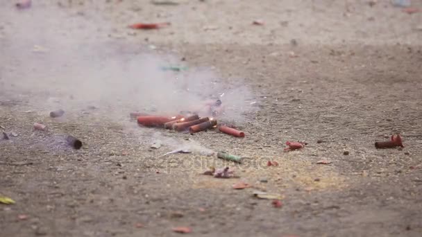 Firecrackers em super câmera lenta — Vídeo de Stock