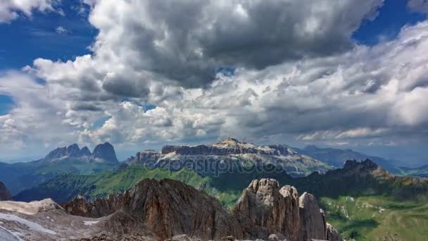 Dolomity płaskowyżu upływ czasu od punktu środkowego Marmolada — Wideo stockowe