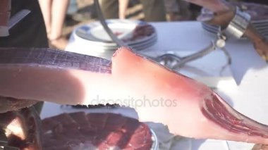 Profesyonel kesim serrano jambonu bacak, 4k