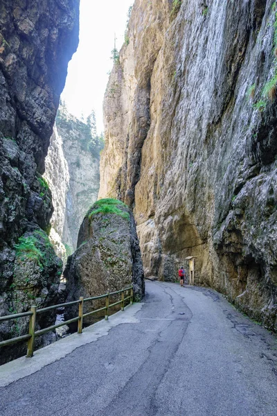 Road across Serrai di Sottoguda gorge, Marmolada — Zdjęcie stockowe