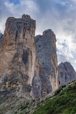 Tre Cime di Lavaredo profil fotoğraf çekmek turist ile